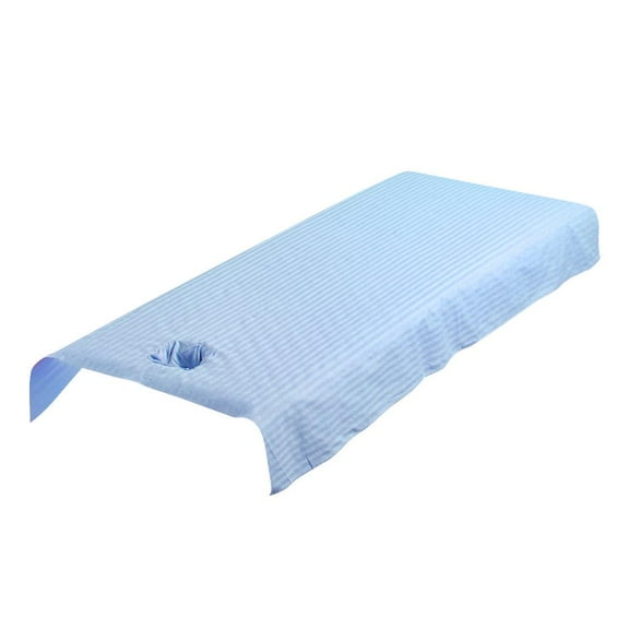 Stripe Beauty Massage Cover Spa Treatment Smooth Flat Sheet - Bule_2 100x200cm Hole