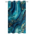 thumbnail image 2 of Outdoor Curtains for Patio, Teal Blue Marble Waterproof Blackout Outside Curtain for Porch/Pergola/Gazebo, Ink Painting Modern Abstract Yellow Thermal Insulated Drapes, 1 Panel, 54 x 84 Inch, 2 of 8