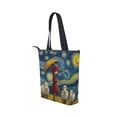 thumbnail image 3 of Zipper canvas bag large capacity large size practical handbag durable Canvas with leather material Girl and The Sheeps, 3 of 7