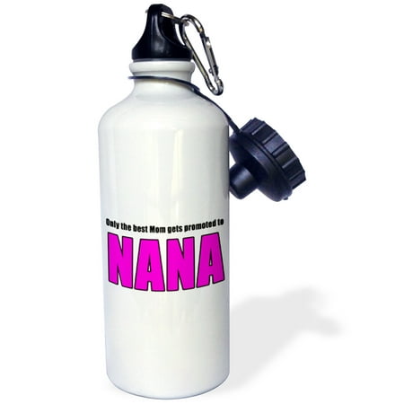 3dRose Only The Best Mom Gets Promoted To Nana Pink, Sports Water Bottle,