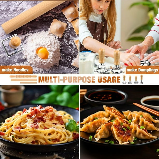 Juego De 9 Herramientas Para Hacer Pasta: Rodillos, Tabla Para Ñoquis Y Sellos De Madera – Kit Completo Para Raviolis Y Dumplings
