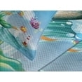 thumbnail image 4 of Ambesonne Cartoon Quilted Bedspread Set 3 Pcs, Wave with Fish, Queen Size, Multicolor, 4 of 5