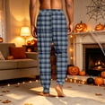 thumbnail image 7 of gzxflxpge Men's Casual Plaid Pants Comfortable Soft Drawstring Elastic Waist Pajama Pants Trendy Loose Fit Sweatpants with Pockets Blue S, 7 of 7
