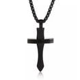 thumbnail image 3 of HOOUN Creative Sword Cross Pendant Stainless Steel Necklace Rolo Chain For Mens Women-vitage black, 3 of 9