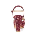 thumbnail image 2 of BLISSFUL STEP Women's Shoes Floral Pattern Platform Chunky Heel Open Toe Slingback Buckle Strap  Sandals Burgundy 7.5, 2 of 7