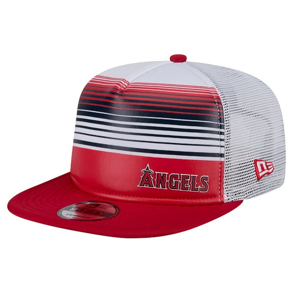 Men's New Era Red Los Angeles Angels Team Horizon 9FIFTY A-Frame Trucker Snapback Hat
