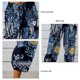 thumbnail image 5 of Pantalones de pierna ancha para mujer, estampado floral, cintura elástica, cierre con cordón, pantalones cortos con puños ceñidos, amarillo L, 5 of 6