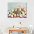 thumbnail image 2 of Awypu  Framed Canvas Print Wall Art Pastel Easter Bunny &amp; Eggs in Mossy Grass Celebrations &amp; Holidays Animals Photography Realism Chic Scenic Colorful for Living Room, Bedroom, Office, 2 of 6