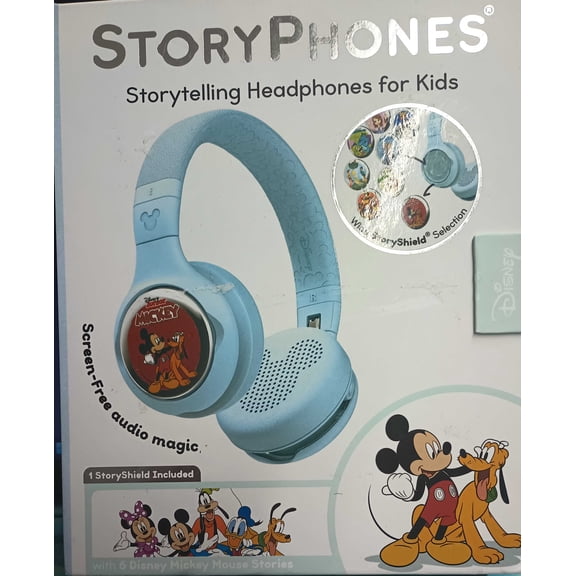 ONANOFF - StoryPhones Storytelling Foldable Bluetooth Kids Headphones Intro Bundle with Mickey Mouse Story Disk - Blue