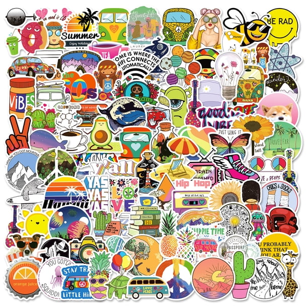 Pegatinas de vinilo de estilo kawaii con bonitos dibujos animados, 100 unidades