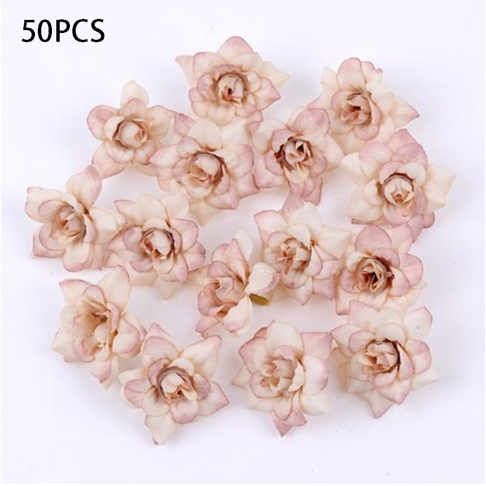 50x Artificial Silk Rose Heads Fake Flower Head Bulk Party Wedding Bouquet Decor 