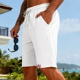 thumbnail image 6 of LNZGNM Men's Athletic Shorts Drawstring Elastic Waist Sports Shorts Stylish Lightweight Breathable Short Pants Running Shorts with Pockets,White M, 6 of 8