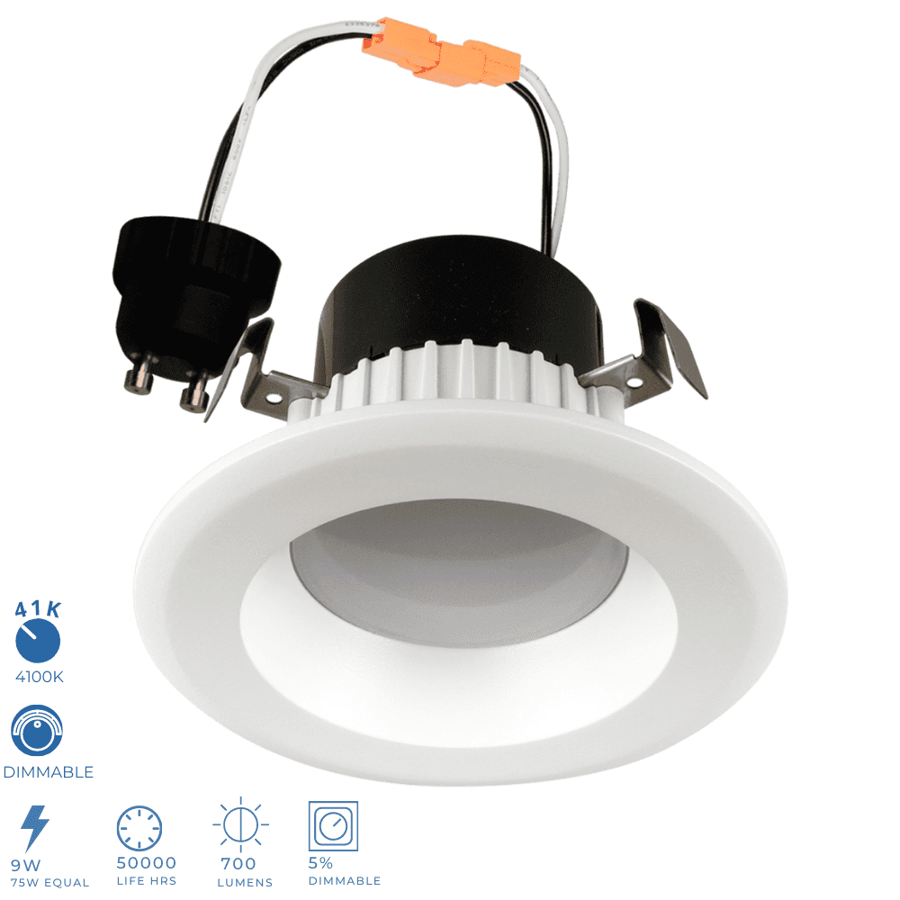 Perlglow inch Retrofit Round Downlight Luminaire, White Finish, Dimmable  LED Recessed Lighting For 3-3.5 Or 3.7 inch With A26 Adapter, 9W=75W, 700  Lumens, CRI 90+, Cool White 4100k