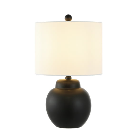 SAFAVIEH Roux 20 in. Glam Black Ceramic Table Lamp with White 100% Cotton Shade