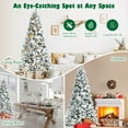 thumbnail image 6 of Costway 7ft Snow Flocked Hinged Christmas Tree w/Berries & Poinsettia Flowers, 6 of 9