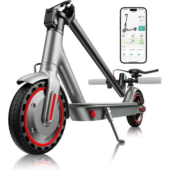 EggKing Electric Scooter for Adults 8.5" Solid Tire 19MPH, 350W Motor Max 15 Mile Range Folding Commuting E Scooter, Red