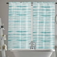 thumbnail image 3 of Teal Striped Kitchen Curtains 84 Inch Length, Farmhouse Curtains & Drapes, Watercolor Teal White Stripes Rod Pocket Window Curtains for Living Room/Bedroom/Bathroom, 52" x 84", 2 Panels, 3 of 5