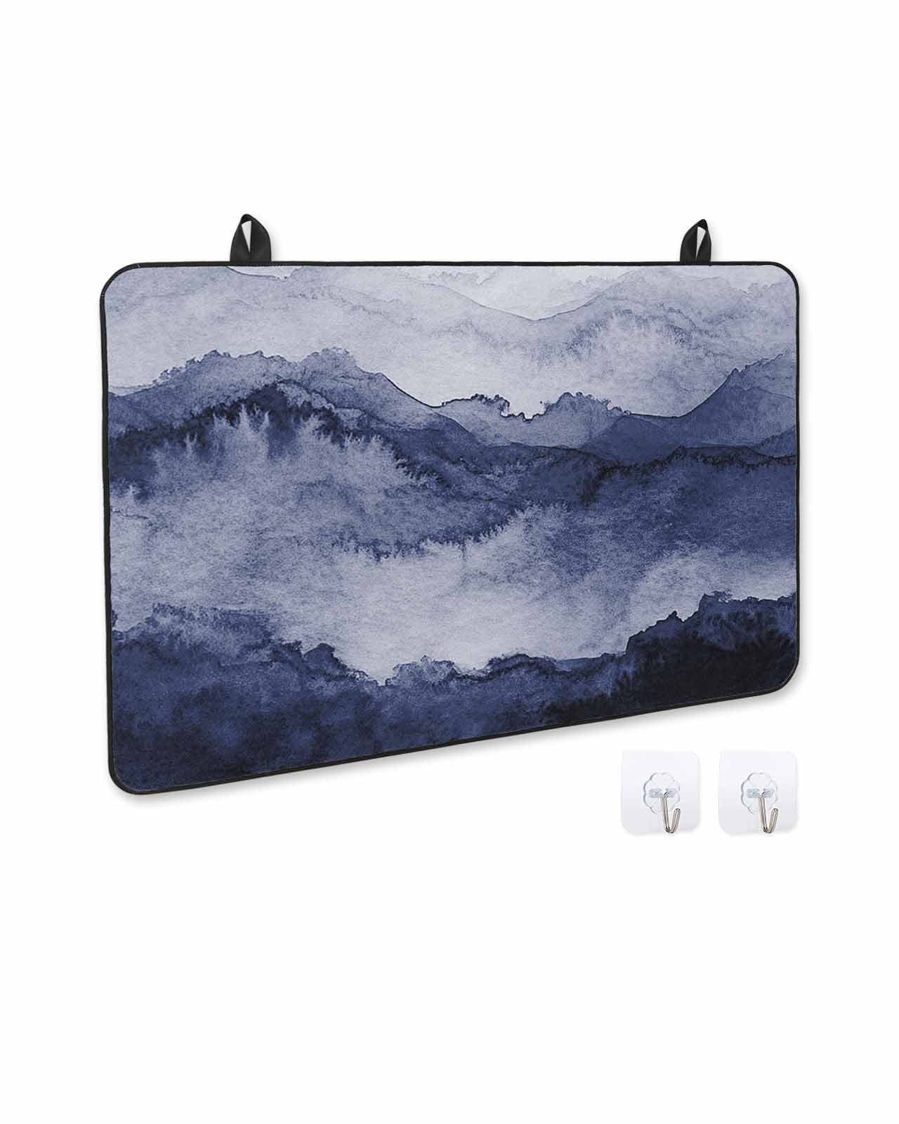 nqOlkjepod Large Induction Cooktop Protector Mat 36"x21", Navy Blue Ombre Mountain Stove Top Covers for Electric Stove, Nature Abstract Art Marble Stove Burner Cover Mats, Glass Top Stove Cover