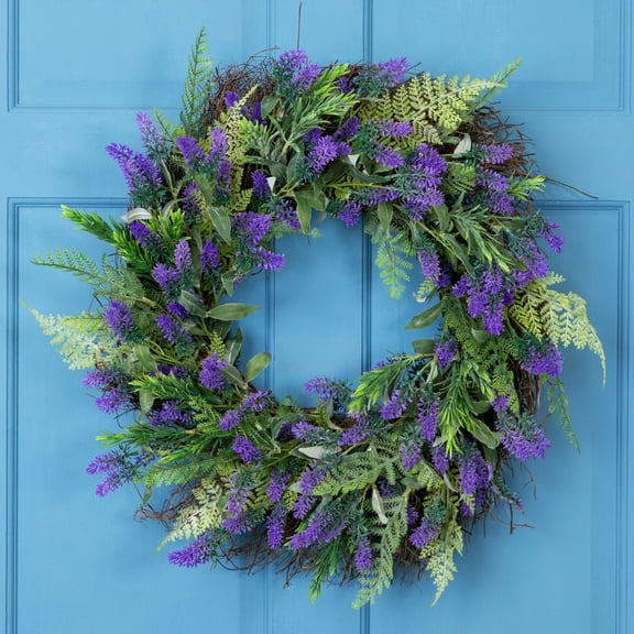 Northlight Lavender and Spring Foliage Artificial Floral Wreath - 24"