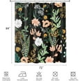 thumbnail image 6 of Extra Long Shower Curtain 72 x 84 Inch, Tall Boho Floral Shower Curtain for Bathroom, Tropical Leaves Flower Plant Cute Fabric Shower Curtain Set with Hooks, Black, 6 of 6