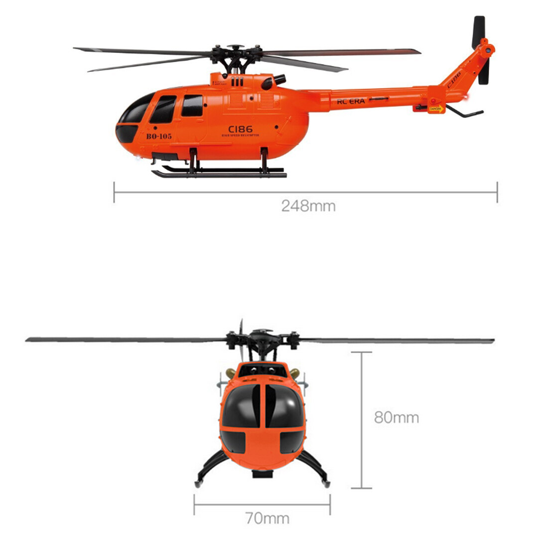 C186 BO105 RC Helicopter 2.4G 4CH Single Rotor 6-Axis Gyro RTF Flying Military Aircraft Model with Altitude Hold Optical Flow/ One-Key Takeoff for Adults & Teens