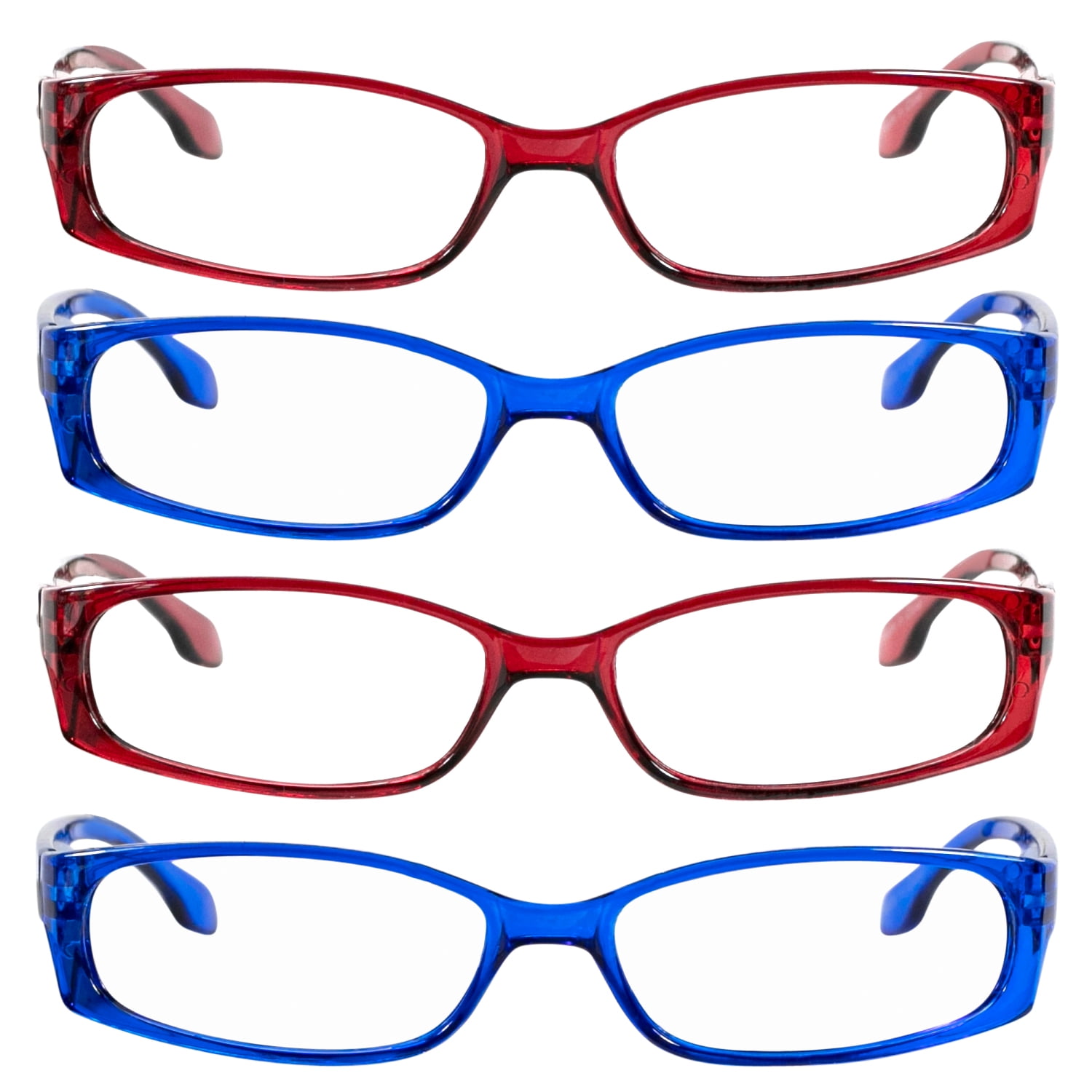 Reading Glasses | Best 4 Pack of Readers Women and Men | Stylish Look and Crystal Clear Vision When You Need It! | Comfort Spring Arms & Dura-Tight Screws