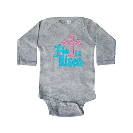 

Inktastic Easter He is Risen Pink Cross Gift Baby Boy or Baby Girl Long Sleeve Bodysuit
