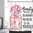 thumbnail image 2 of JOOCAR Pink Perfume Bottle Polyester Shower Curtain 72"x72" Girls Women Fashion Floral Inspirational, 2 of 7