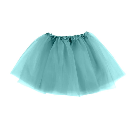 LNZGNM Tulle Above Knee Tutu for Girls 7-13Y Classic Skirt Elastic Puffy Costume for Dancing, Light Blue