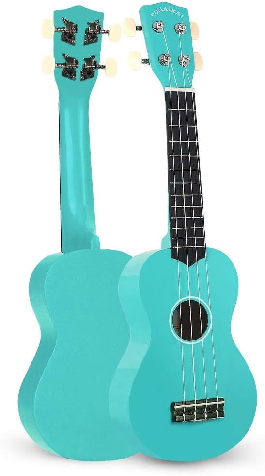 POMAIKAI Soprano Ukulele Starter Wood Ukele Hawaiian Guitar Ukelele 21" Beginner and Students (Light blue)