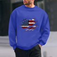 thumbnail image 2 of Wyobmus Mens Graphic Sweatshirt Usa.Flag Sweatshirt Casual Long Sleeve Round Neck Base Hoodless Sweatshirt Blue, 2 of 5