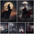 thumbnail image 2 of Pintura en lienzo de bruja de pelo de serpiente, sirena, arte de pared, Cuervo, bruja y Ángel del diablo, póster de arte e impresión, decoración del hogar sin marco, 2 of 4
