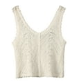 thumbnail image 4 of Casual Vacation Cotton Vest for Womens Sleeveless Blouse Lightweight Breathable Hollow Out Crochet Knit Crop Tanks Top, 4 of 9
