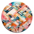 thumbnail image 2 of Designart "Symmetrical Motion in Pink and Blue" Modern Geometric Metal Round Wall Art Prints, 2 of 5