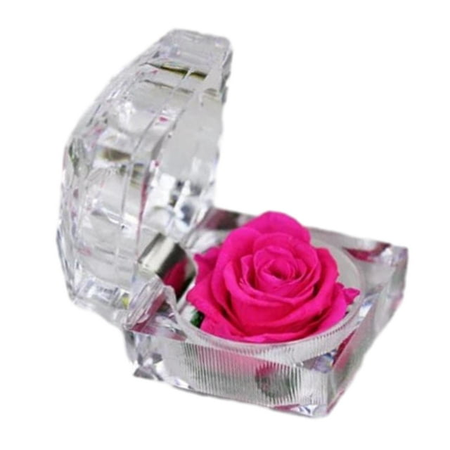 Caja para anillos, soporte acrílico para anillos de boda, caja de almacenamiento, organizador de exhibición para mamá, novia, ceremonia de propuesta de aniversario Rosa roja
