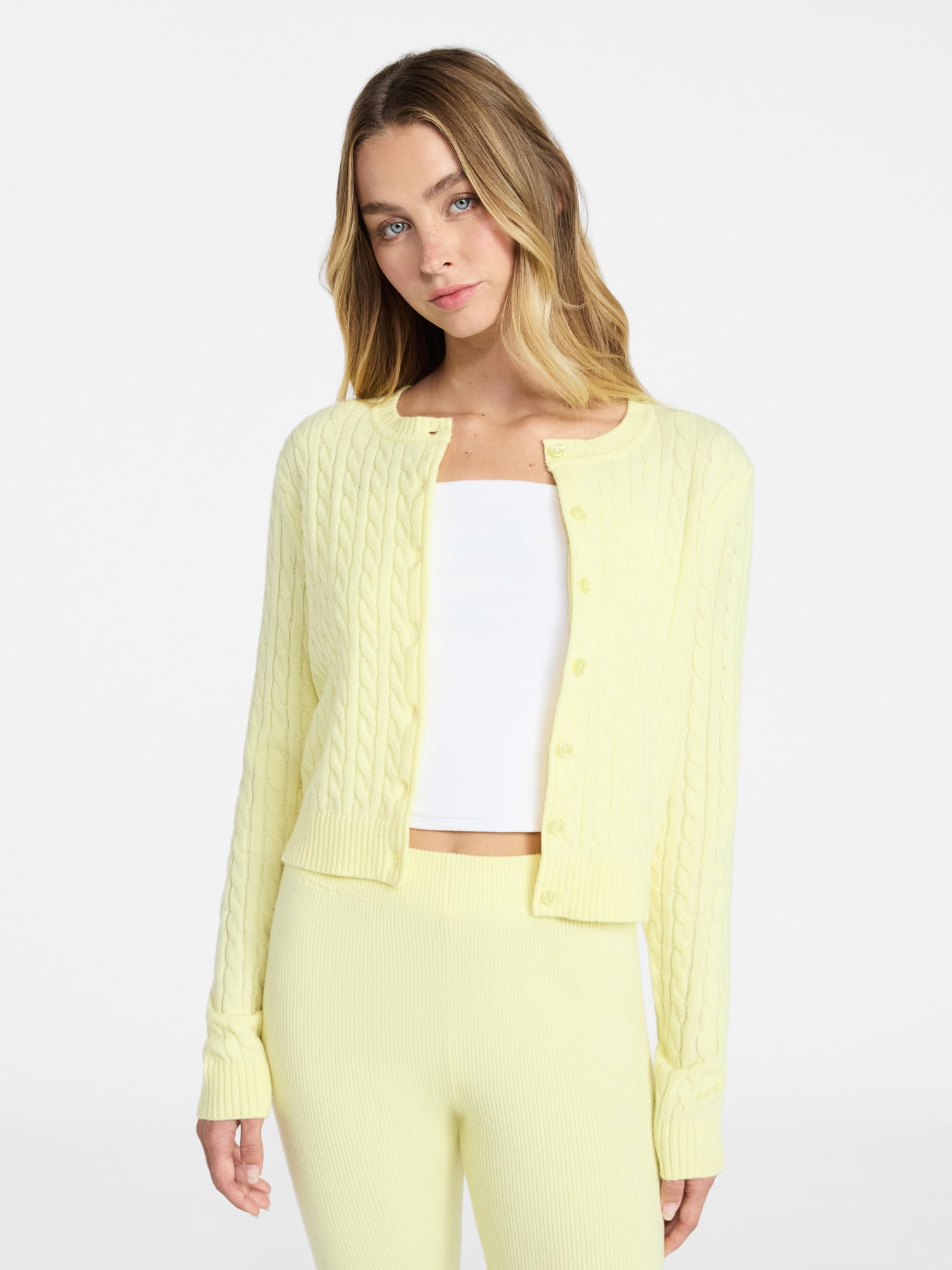 Cable Knit Button Front Cardigan, Women's XXS-XXL - image 2