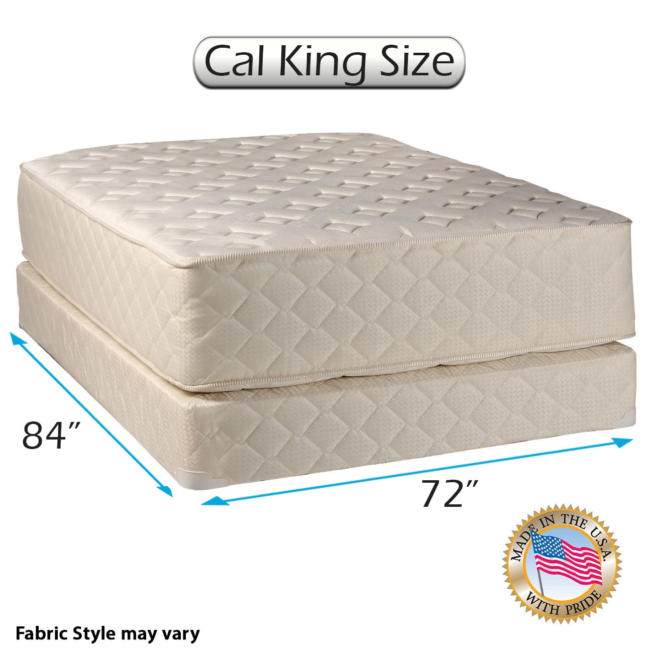 Dream Sleep Highlight Luxury Firm 72"Wx84"Lx14"H Cali King Mattress & Low 5" Height Box Spring
