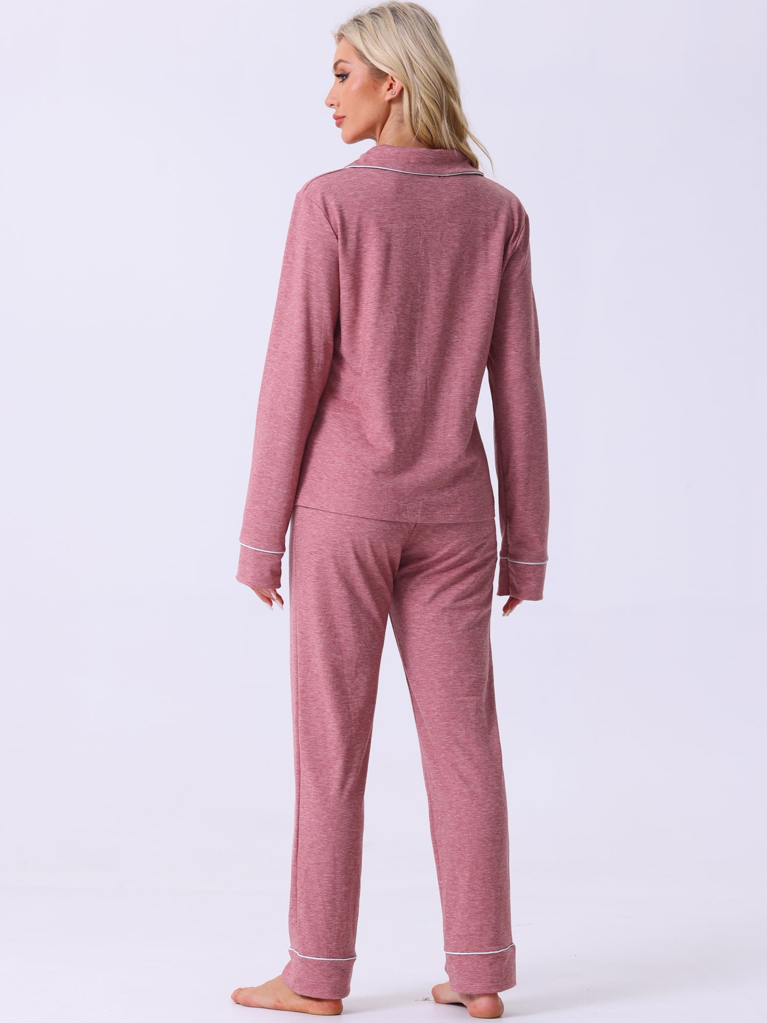 DARING DIVA Women's Button Up Tops with Pants Pajama Sets XS Pink