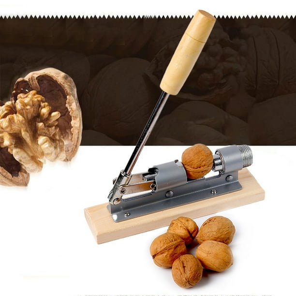 Cascanueces Manual De Acero Inoxidable Con Base De Madera | Para Nueces, Avellanas Y Almendras