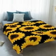 thumbnail image 4 of Yellow Sunflowers Blanket Soft Cozy Warm Throw Blanket for Couch, Plush Fuzzy Flannel Fleece Blankets for Sofa, Black Farmhouse Country Flowers Floral Bed Blankets Lightweight Gifts for Men, 40"x50", 4 of 9