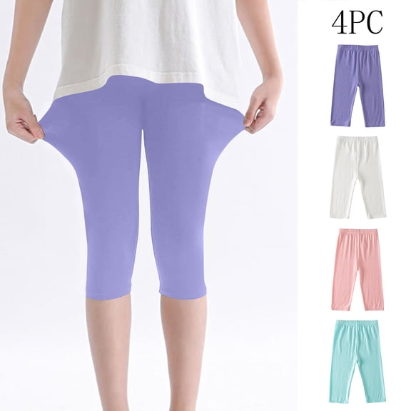 THDHVS Leggings for Girls,4 Pack Baby Girls Capri Leggings Soft Stretchy Summer,Girls Leggings Multicolor 2-3 Years