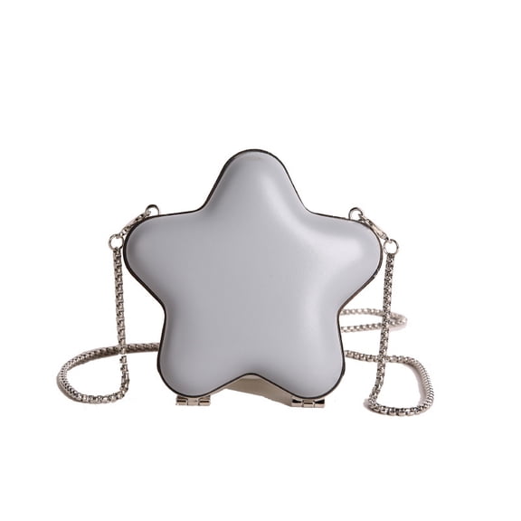 Baguery Women's Star-Shaped Acrylic Evening Clutch - Silver Crossbody Bag with Bow Embellishment, Buckle & Jetted Pocket (Formal/Wedding/Prom)