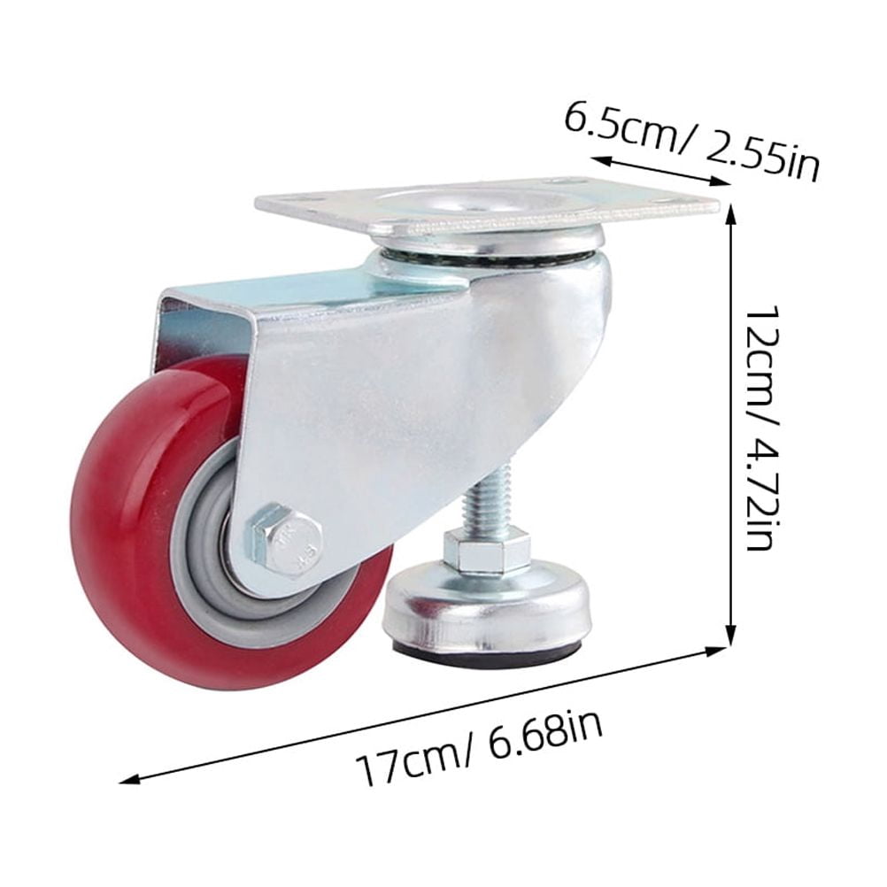 LABRIMP 1Pc Red Polyurethane Caster Wheel for Home Use Easy to Install and Slide Smoothly