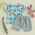 thumbnail image 3 of Bagilaanoe 2pcs Newborn Easter Outfit Baby Boy Shorts Set Short Sleeve Rabbit Print T Shirt Tops + Shorts 3M 6M 12M 18M 24M Infant Casual Summer Clothes, 3 of 8