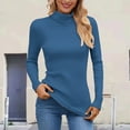 thumbnail image 2 of FINALGANG Women Sweater Warm Solid Color Long Sleeve Turtleneck Knit Pullover Tops Womens Casual Casual Daily Party Photoshoot Sweater,Navy,One Size, 2 of 5