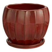 Better Homes & Gardens Lani Red Ceramic Planter w/Attached Saucer, 8"