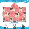 thumbnail image 2 of Pug and Love Heart Hooded Bath Towel，60"x35" for Ages 3 To 12 Kids, Quick Dry Lightweight Soft Microfiber Hood Beach Towel Cover Up for Kids, 2 of 7