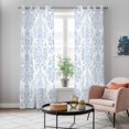 thumbnail image 5 of Blue Boho Floral Kitchen Curtains 84 Inch Length, Farmhouse Middle Century Flowers Grommet Top Bedroom Living Room Curtains, Light Filtering Cafe Curtain Drapes 2 Panels Set 84''x84'', 5 of 9