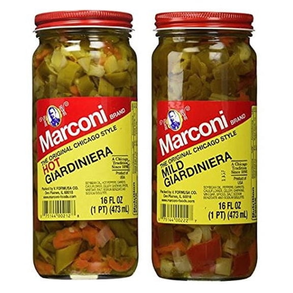 Marconi The Original Chicago Style Hot & Mild Giardiniera 16 oz (Variety Pack)