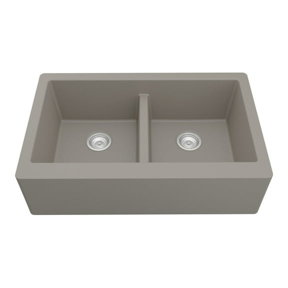 Karran Usa Qa-750 Farmhouse Apron Front Quartz/Granite 34" Double Bowl Kitchen Sink -